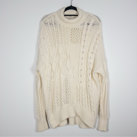 Athleta Wool Cashmere Ivory Bedford Cable Knit Sweater - Picture 2 of 15